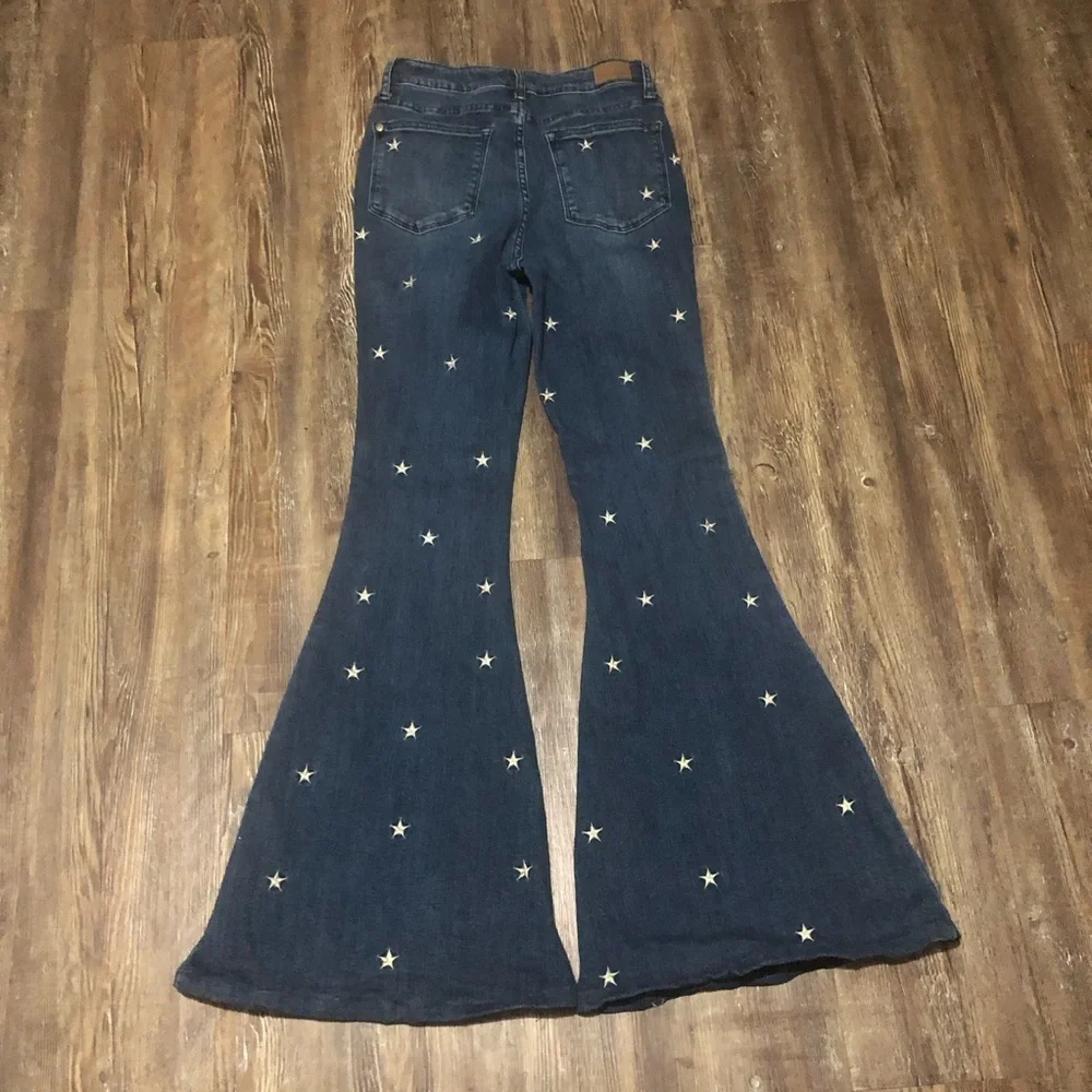 Judy Blue Jeans Women's 3/11 Super Flare All Over Print Stars Stretchy Denim - Picture 6 of 8